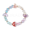 Moon and Star Glass Beaded Stretch Bracelet BJEW-JB09956-1