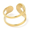 304 Stainless Steel Double Layer Open Cuff Ring for Women RJEW-I098-27G-2
