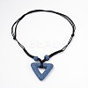 Triangle Lava Rock Pendants Necklaces NJEW-D205-04-1