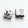 Tarnish Resistant Letter Style 201 Stainless Steel Square Slide Charms STAS-L132-20-1