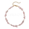 Dyed Natural Quartz Chip & Glass Beaded Anklets AJEW-AN00682-01-2