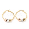 PVD Vacuum Plating 201 Stainless Steel Beaded Ring Hoop Earrings with 316 Stainless Steel Pins for Women EJEW-F285-33A-A-1