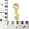 Rack Plating Brass Pave Cubic Zirconia Monkey European Dangle Charms KK-Z067-50G-01-3