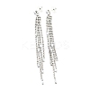 Clear Cubic Zirconia & Crystal Rhinestone Long Tassel Dangle Stud Earrings EJEW-C037-07B-P-1