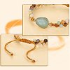 Natural Green Aventurine Teardrop Link Braided Bead Bracelet BJEW-SZ0002-54D-4