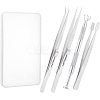 4Pcs 4 Style Stainless Steel Tweezers & 4-Claw Pick up Tool for Small Parts Pickup STAS-UN0039-16-1
