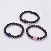 Natural Lava Rock Beaded Stretch Bracelets BJEW-JB02906-1