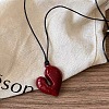 Heart Alloy Pendant Black Waxed Cord Necklaces FS-WGF806D-03-1