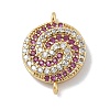 Rack Plating Brass Micro Pave Orchid & Clear Cubic Zirconia Vortex Connector Charms KK-A234-057G-1