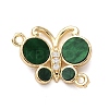 Brass Micro Pave Clear Cubic Zirconia Butterfly Connector Charms KK-C161-01G-2