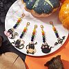 5Pcs 5 Styles Halloween Cat Alloy Enamel Pendant Decorations HJEW-JM01928-2