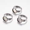 Tarnish Resistant Adjustable 304 Stainless Steel Finger Rings Components STAS-F149-18P-E-1