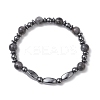 Natural Larvikite & Non-Magnetic Synthetic Hematite Beaded Stretch Bracelets for Women BJEW-JB13136-2