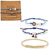 3Pcs 3 Styles Brass & Glass Beads Charm Bracelet Set EY6397-2-2