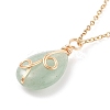 Natural Green Aventurine Teardrop Pendant Necklace NJEW-JN03900-02-4