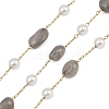 Natural Labradorite Nuggets & 316 Stainless Steel Handmade Link Chains CHS-K021-14G-19-1