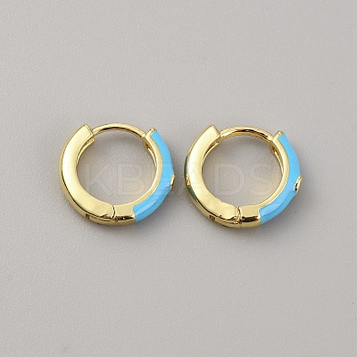 Enamel Hoop Earrings with Clear Cubic Zirconia EJEW-WH0004-39D-1
