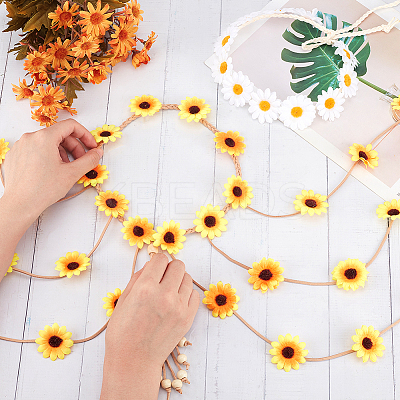 4Pcs 4 Styles Cloth Flower Hippie Headband Floral Crown OHAR-CP0001-17-1