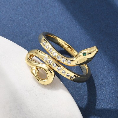 Brass Micro Pave Cubic Zirconia Finger Rings RJEW-C120-30C-G-1