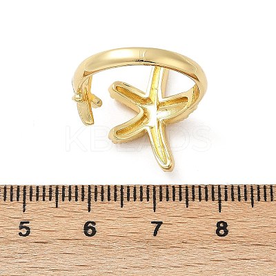 Brass Open Cuff Rings for Women RJEW-R032-05G-1