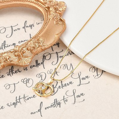 Brass Clear Cubic Zirconia Heart Pendant Box Chain Necklaces NJEW-M079-03G-1