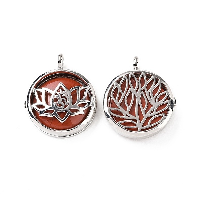 Natural Red Jasper Locket Pendants G-G982-01P-02-1