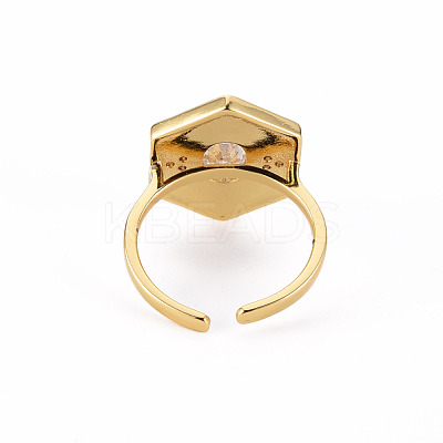 Brass Micro Pave Clear Cubic Zirconia Cuff Rings RJEW-S045-084D-NR-1