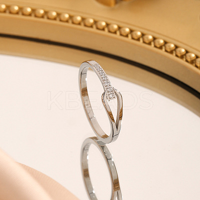 304 Stainless Steel Micro Pave Clear Cubic Zirconia Finger Rings FS-WG74BF6-07-1