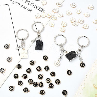 DIY Alphabet Alloy Enamel  & Building Blocks Resin Pendant Keychain Making Kits DIY-CJ0002-80-1