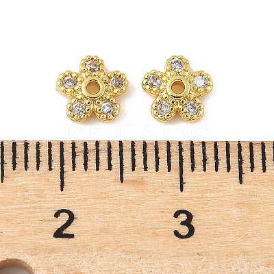 Brass Micro Pave Clear Cubic Zirconia Bead Caps KK-V015-06G-01-1