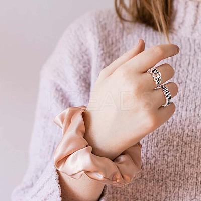 15Pcs 15 Style Crystal Rhinestone Rhombus & Lotus & Crown Finger Rings Set JR940A-1