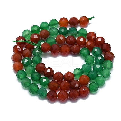 Natural Carnelian & Dyed & Heated Green Onyx Agate Beads Strands G-G106-C10-05-1