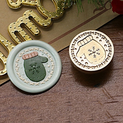 Christmas Series Wax Seal Brass Stamp Head AJEW-M037-01G-23-1