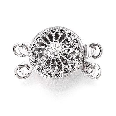 Rack Plating Flower Brass Box Clasps KK-QA183-99P-1
