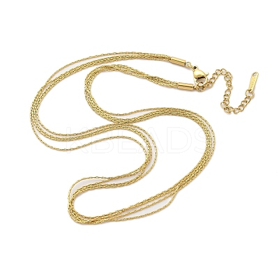 304 Stainless Steel Boston Link Chain Multi-strand Necklaces for Women NJEW-C084-02G-1