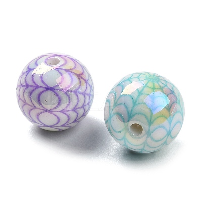 Halloween UV Plating Opaque Acrylic Beads OACR-B035-04-1