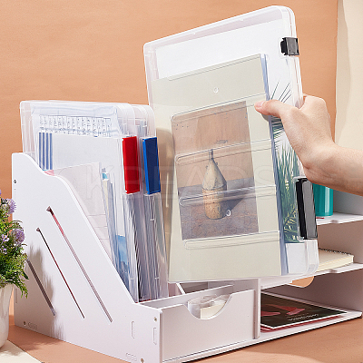 3 Pcs 3 Colors Portable Transparent Plastic A4 File Box CON-PH0002-28B-1