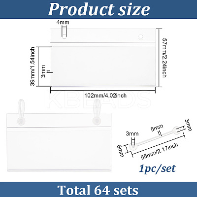 Rectangle PVC Price Tag Sign Label Holder LS-KY-WH0046-61-1
