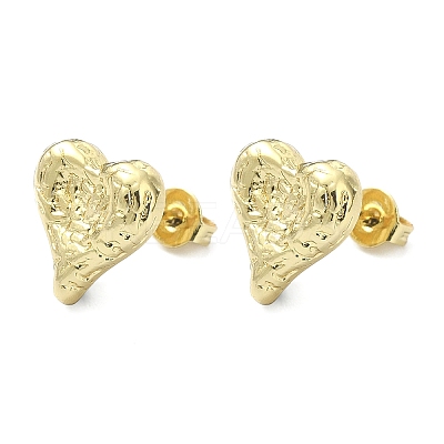 Brass Heart Stud Earrings for Valentine's Day EJEW-Q780-09G-1