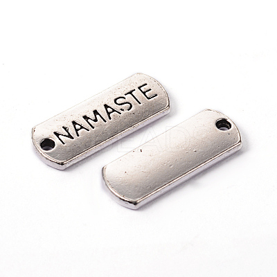 Tibetan Style Alloy Rectangle with Word Namaste Pendants LS-TIBEP-Q043-067-RS-1