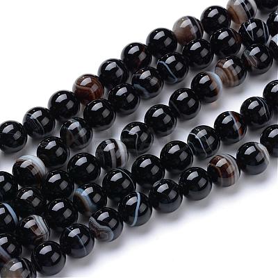 Natural Black Agate Bead Strands G-R412-19-10mm-1