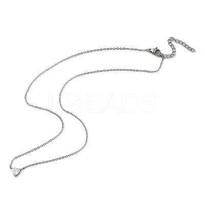 304 Stainless Steel Crystal Cubic Zirconia Triangle Pendant Necklaces for Women NJEW-Z064-02P-1
