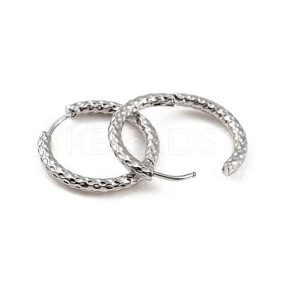 Non-Tarnish 304 Stainless Steel Grooved Hoop Earrings EJEW-M218-01C-P-1