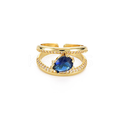 Brass Micro Pave Cubic Zirconia Cuff Rings RJEW-S045-153-1