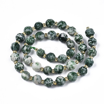 Natural Green Spot Jasper Beads Strands G-N326-100-07-1