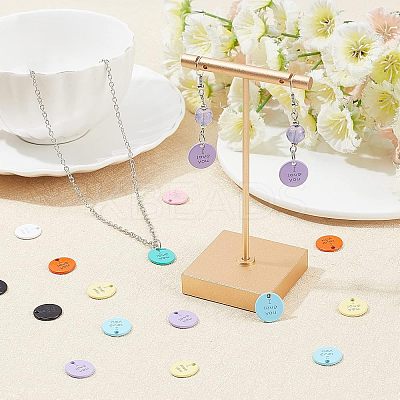 48Pcs 8 Colors Spray Painted Alloy Charms FIND-FH0002-71-1