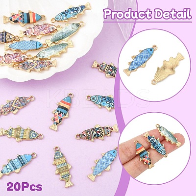 20Pcs 10 Colors Alloy Enamel Pendants FIND-YW0007-86-1
