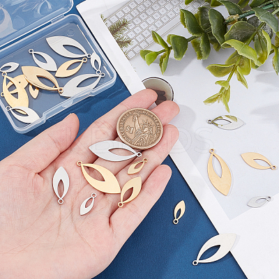 24Pcs 2 Colors 3 Sizes 201 Stainless Steel Pendants STAS-UN0032-65-1