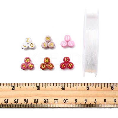 DIY Flat Round with Letter Acrylic Beads Bracelets Making Kits DIY-FS0008-90-1