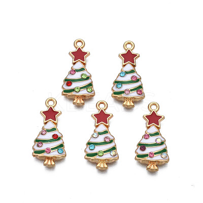 Rack Plating Alloy Enamel Pendants ENAM-N055-148B-1